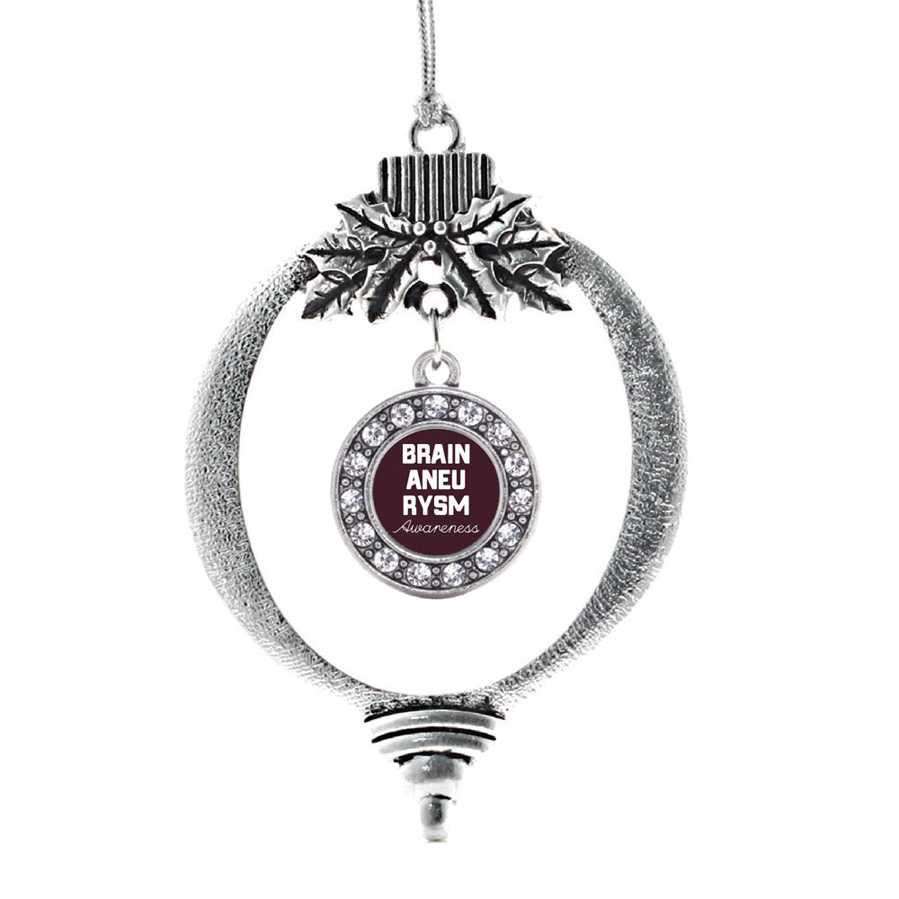 Silver Brain Aneurysm Awareness Circle Charm Holiday Ornament