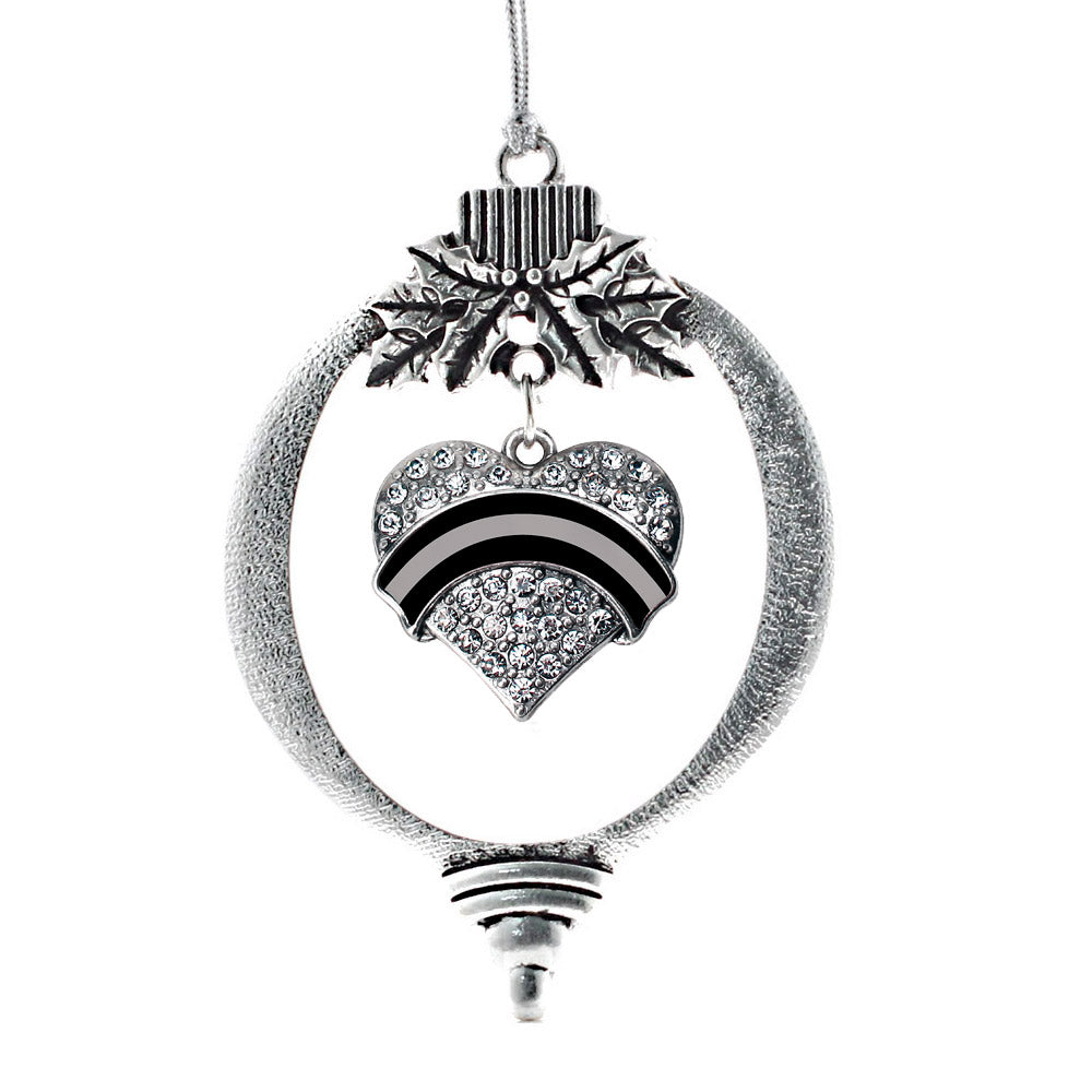Silver Corrections Support Pave Heart Charm Holiday Ornament