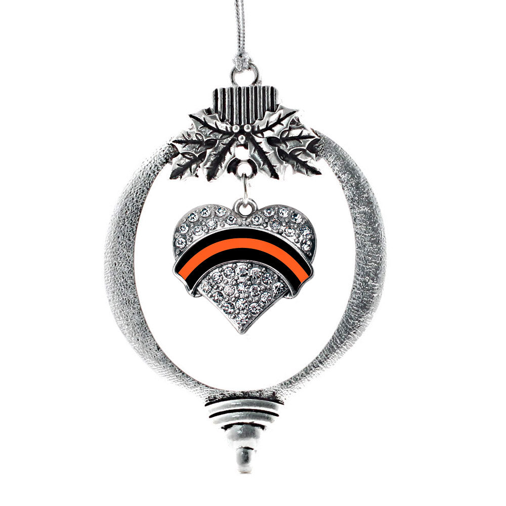 Silver Search and Rescue Support Pave Heart Charm Holiday Ornament
