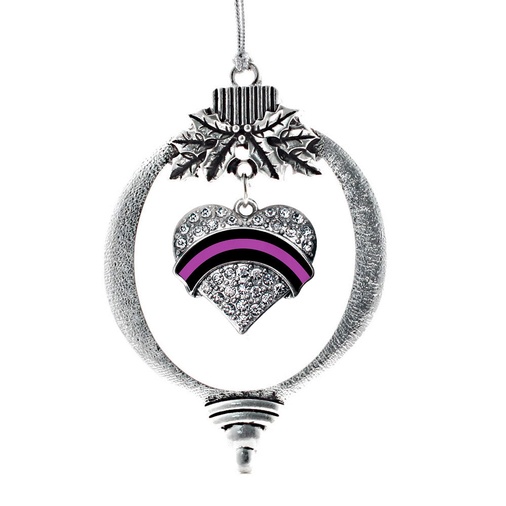 Silver Political Office Injury Support Pave Heart Charm Holiday Ornament