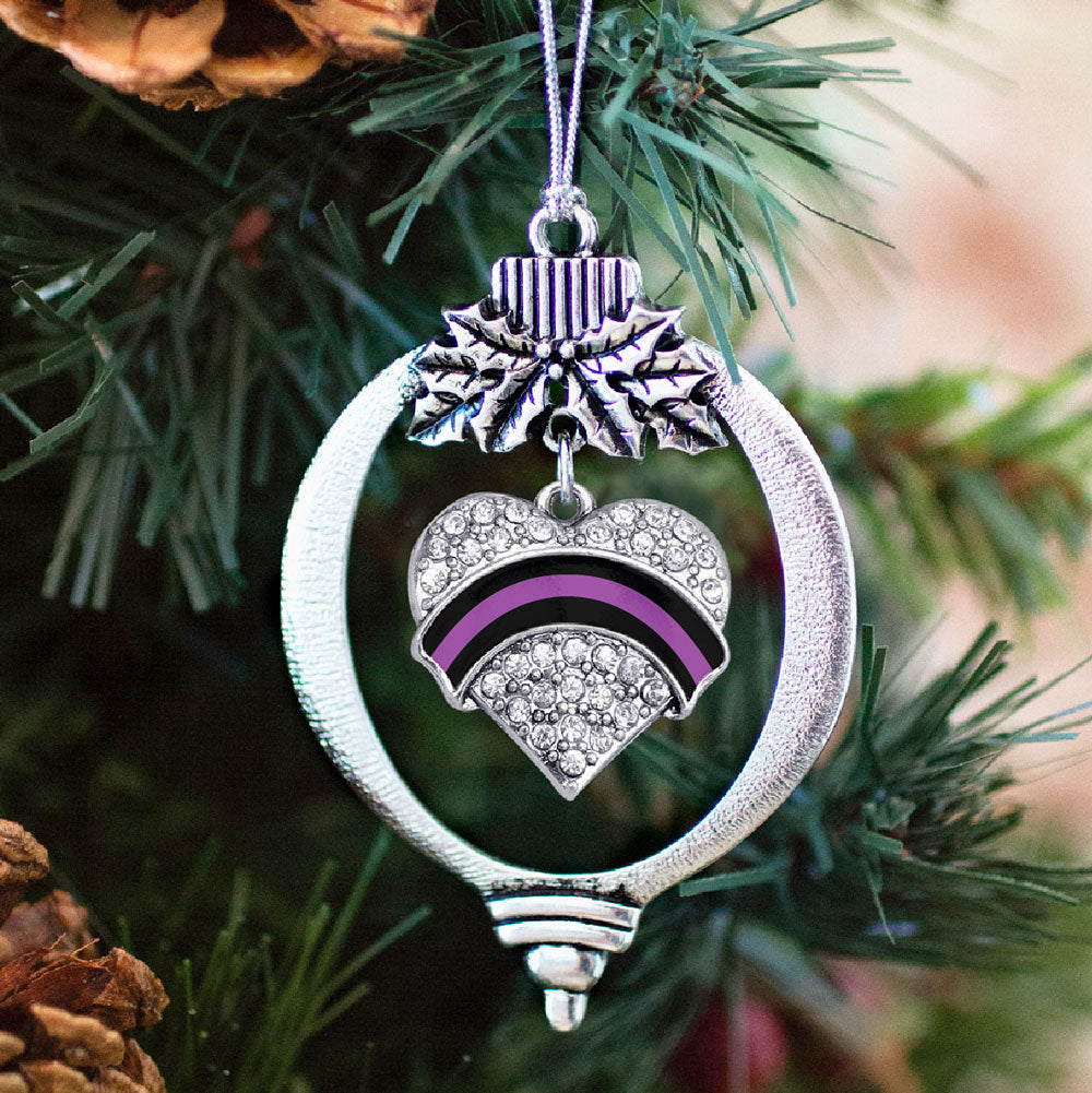 Silver Political Office Injury Support Pave Heart Charm Holiday Ornament