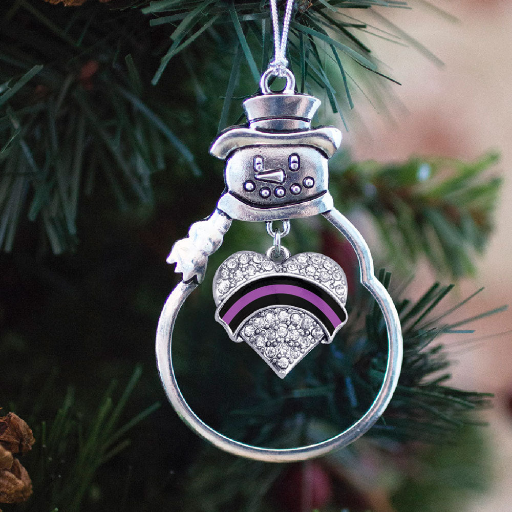 Silver Political Office Injury Support Pave Heart Charm Snowman Ornament