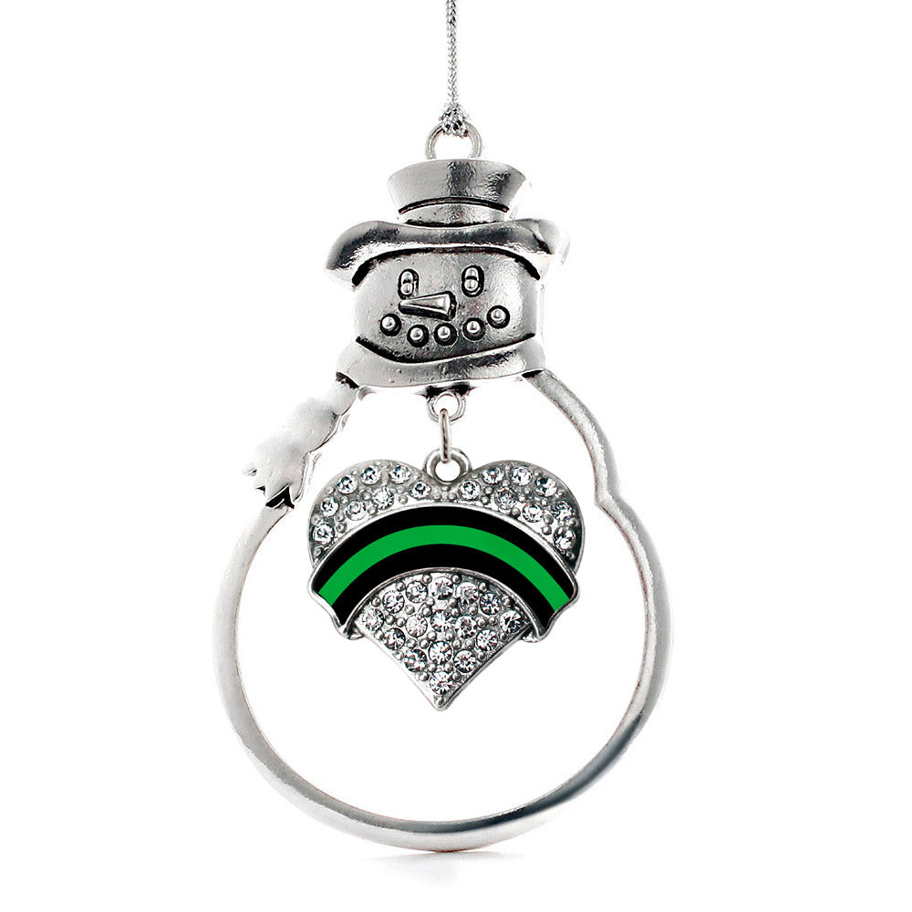 Silver Federal Agent Support Pave Heart Charm Snowman Ornament