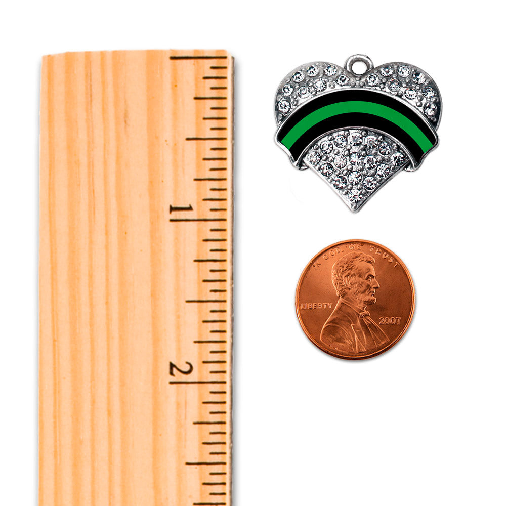Silver Federal Agent Support Pave Heart Charm Snowman Ornament