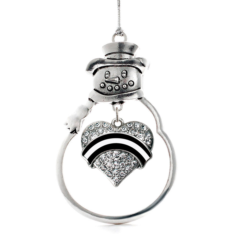Silver EMS Support Pave Heart Charm Snowman Ornament