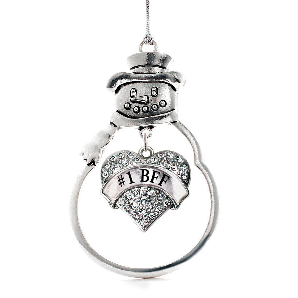 Silver #1 BFF Pave Heart Charm Snowman Ornament