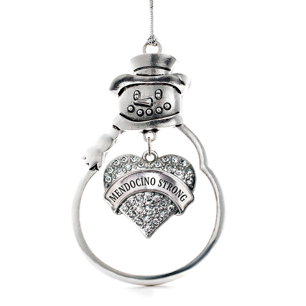 Silver Mendocino Strong Pave Heart Charm Snowman Ornament