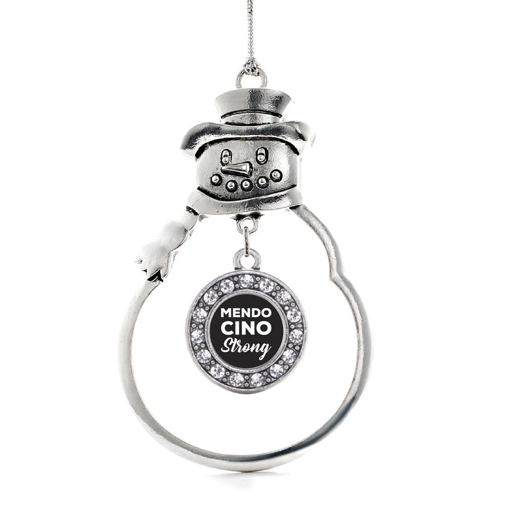 Silver Mendocino Strong Circle Charm Snowman Ornament