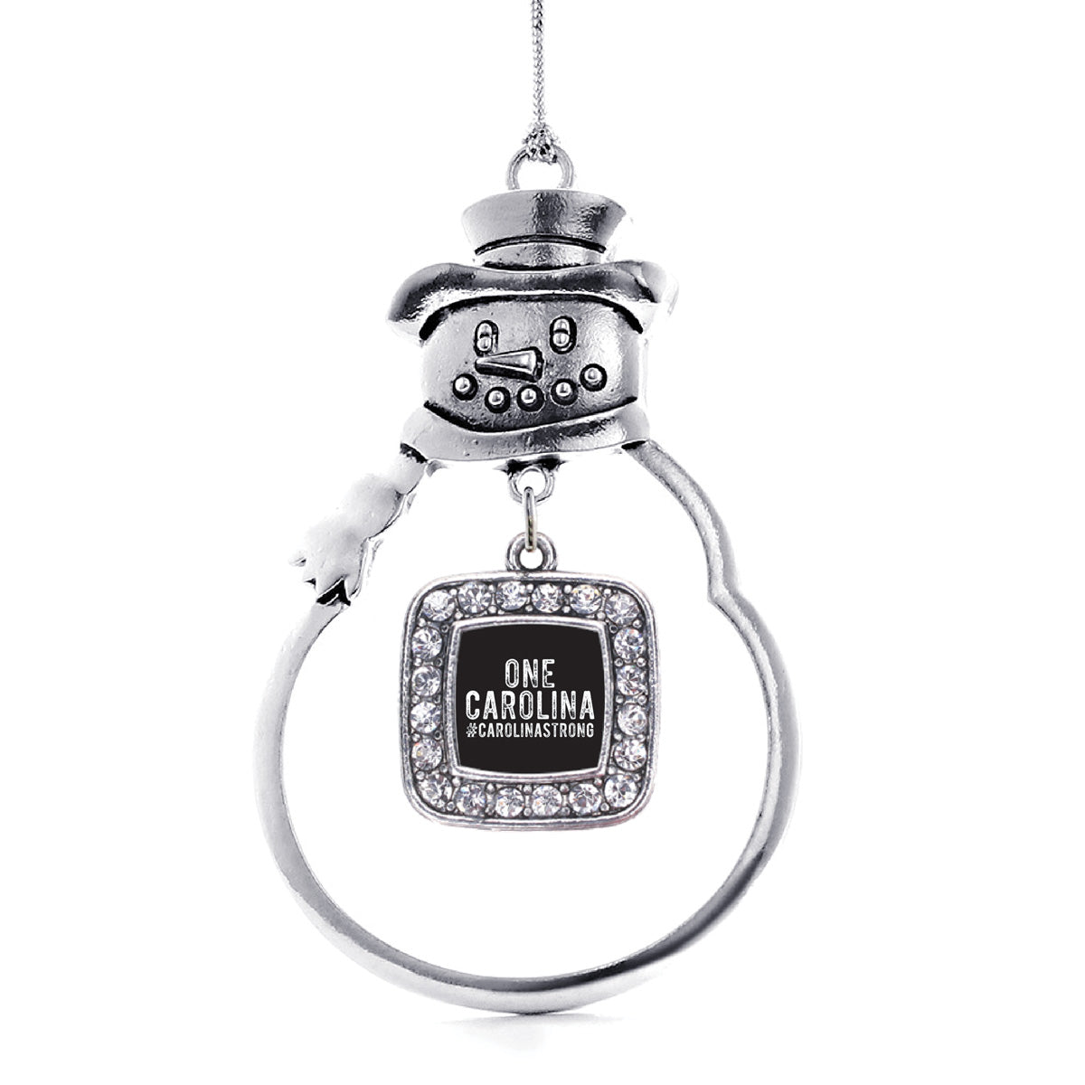 Silver One Carolina - #CarolinaStrong Square Charm Snowman Ornament