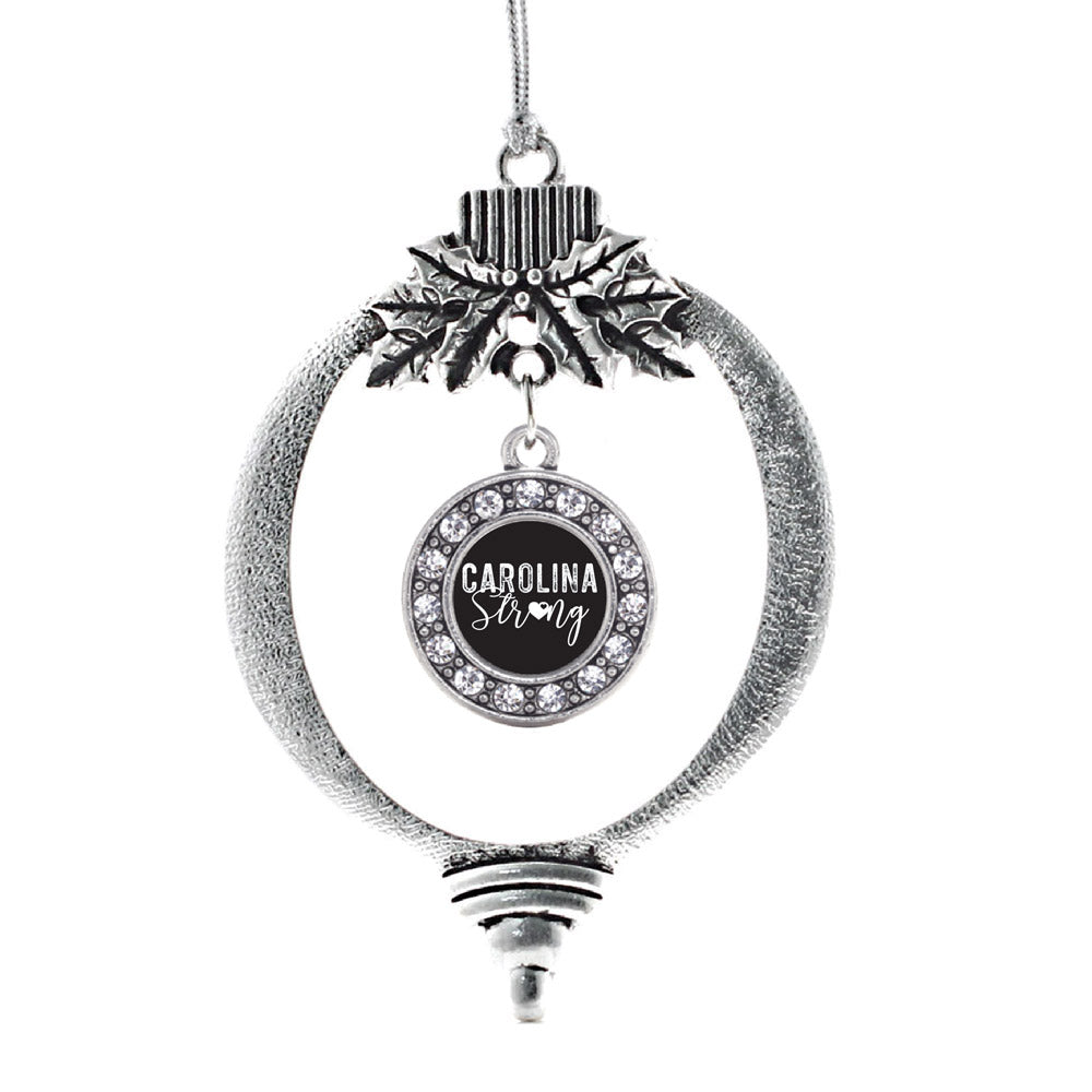 Silver Carolina Strong Circle Charm Holiday Ornament