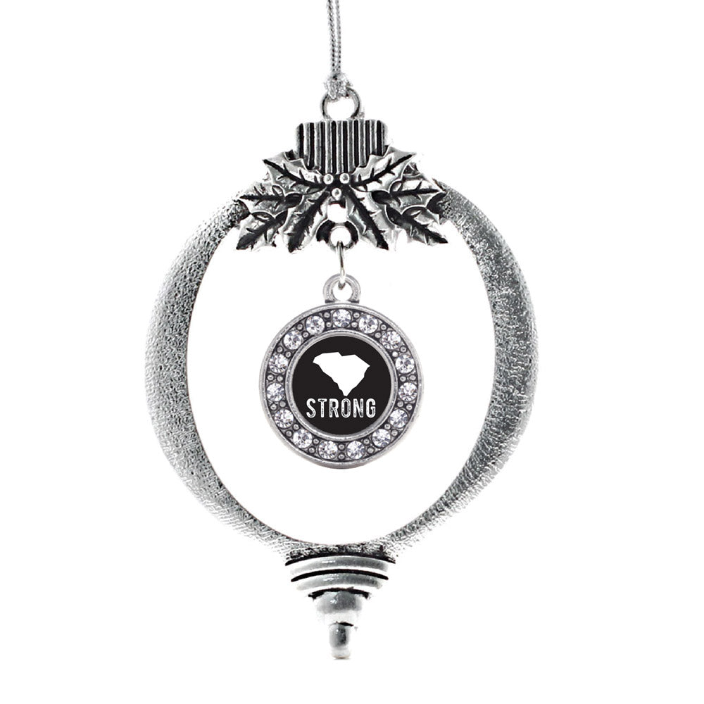 Silver South Carolina Strong Circle Charm Holiday Ornament