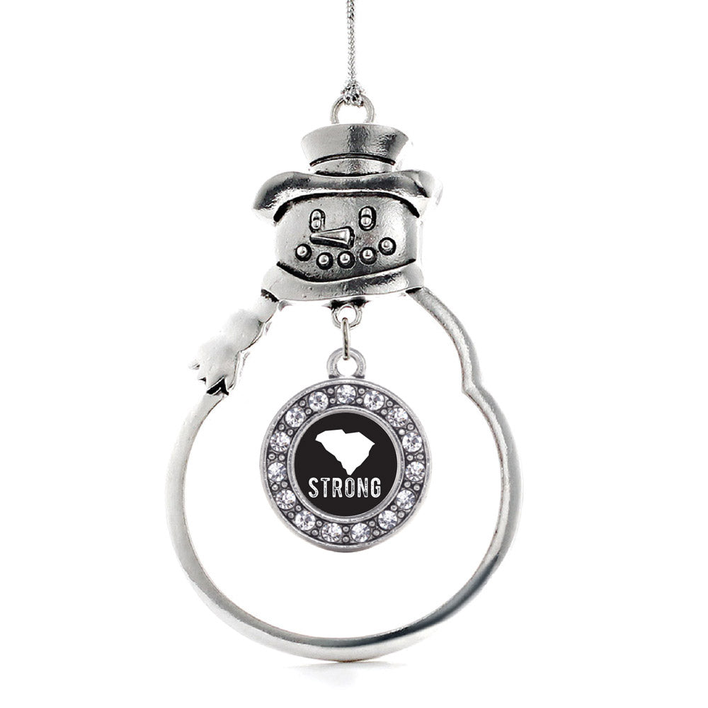 Silver South Carolina Strong Circle Charm Snowman Ornament