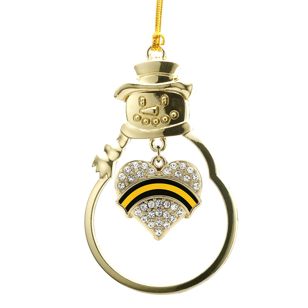 Gold Dispatcher Support Pave Heart Charm Snowman Ornament