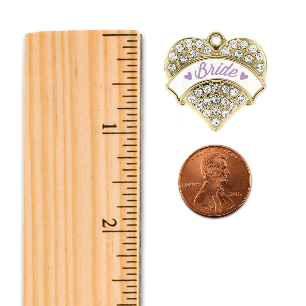 Gold Lavender Bride Pave Heart Charm Snowman Ornament