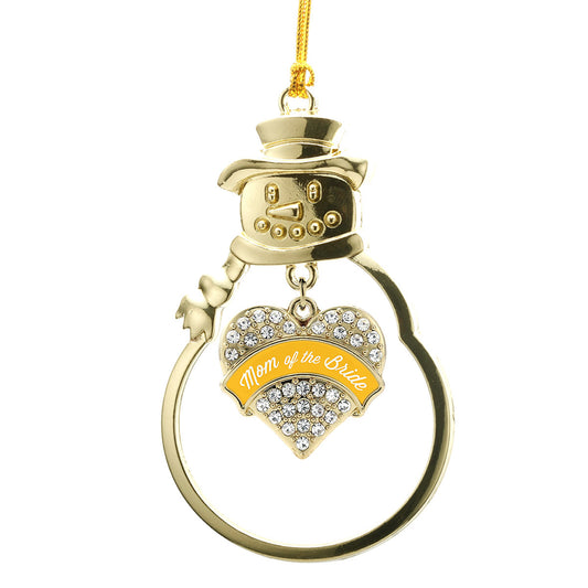 Gold Marigold Mom of the Bride Pave Heart Charm Snowman Ornament
