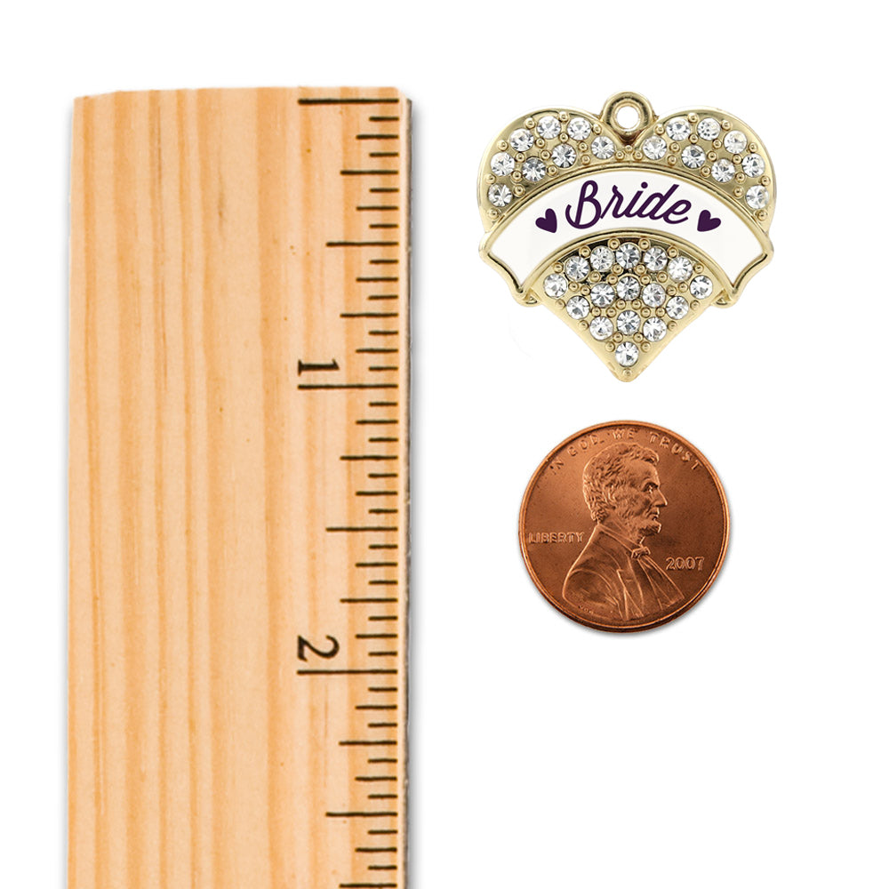 Gold Plum Bride Pave Heart Charm Snowman Ornament