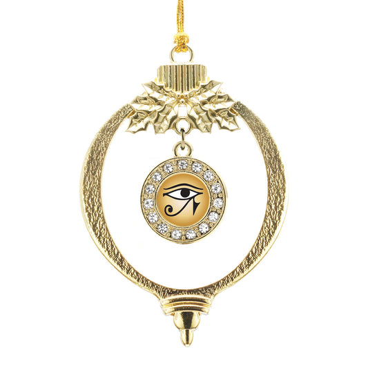 Gold Eye Of Ra Circle Charm Holiday Ornament