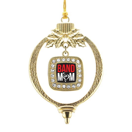 Gold Band Mom Square Charm Holiday Ornament