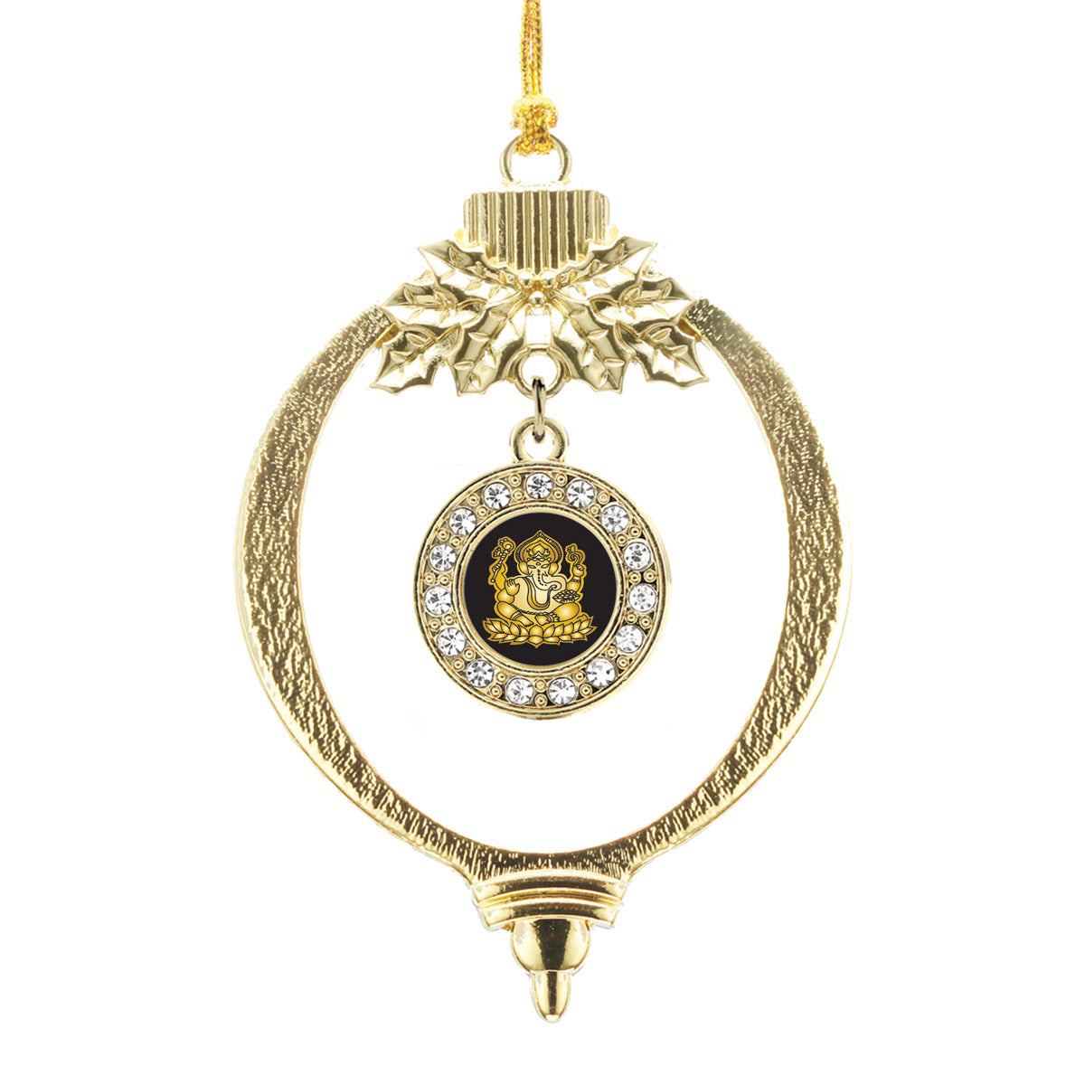 Gold Ganesh Circle Charm Holiday Ornament