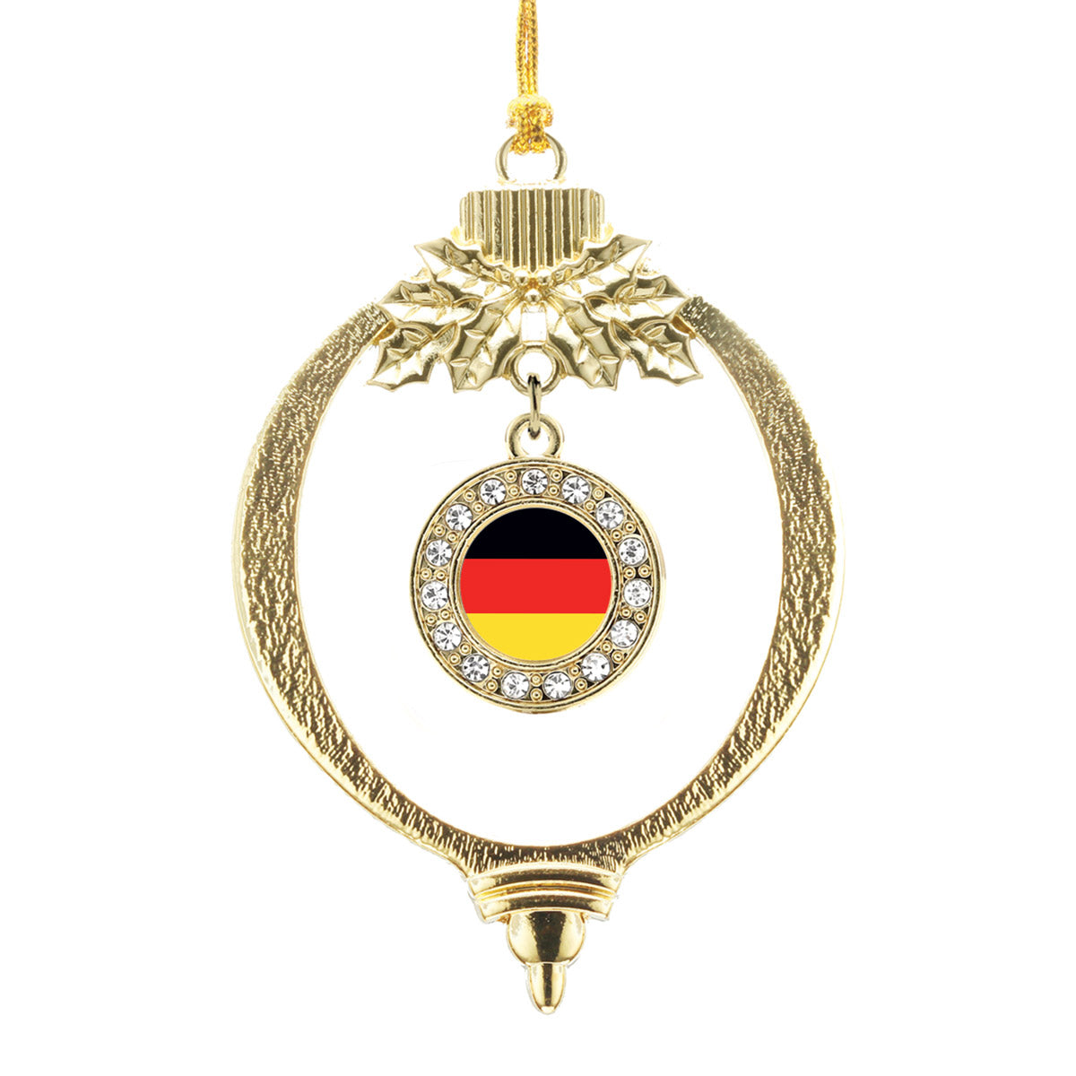 Gold German Flag Circle Charm Holiday Ornament
