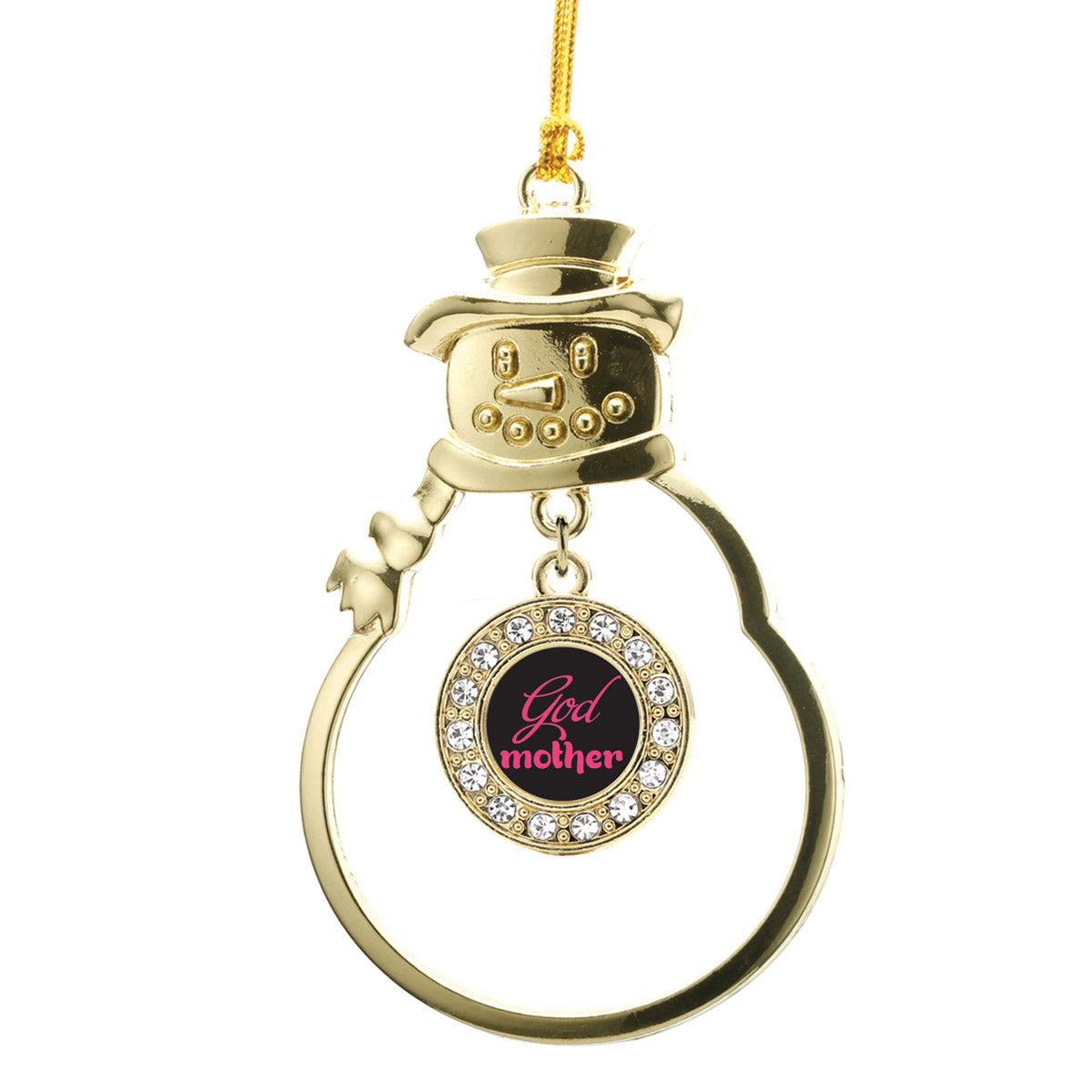 Gold Godmother Circle Charm Snowman Ornament