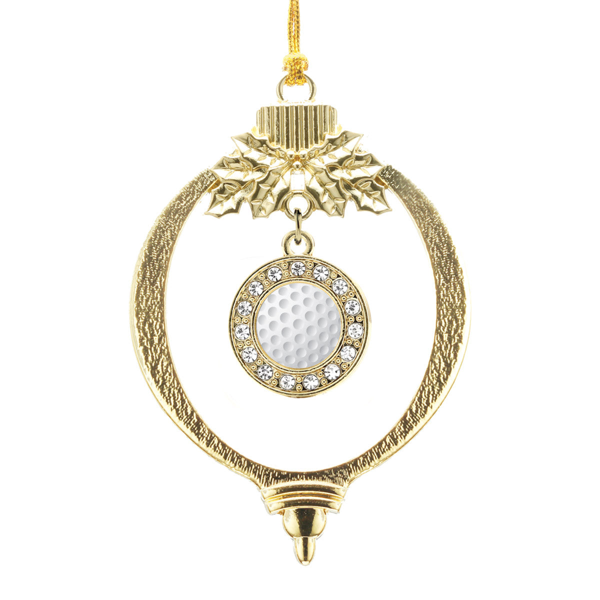 Gold Golf Lovers Circle Charm Holiday Ornament