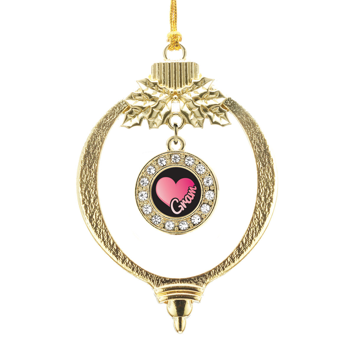 Gold Gram Circle Charm Holiday Ornament
