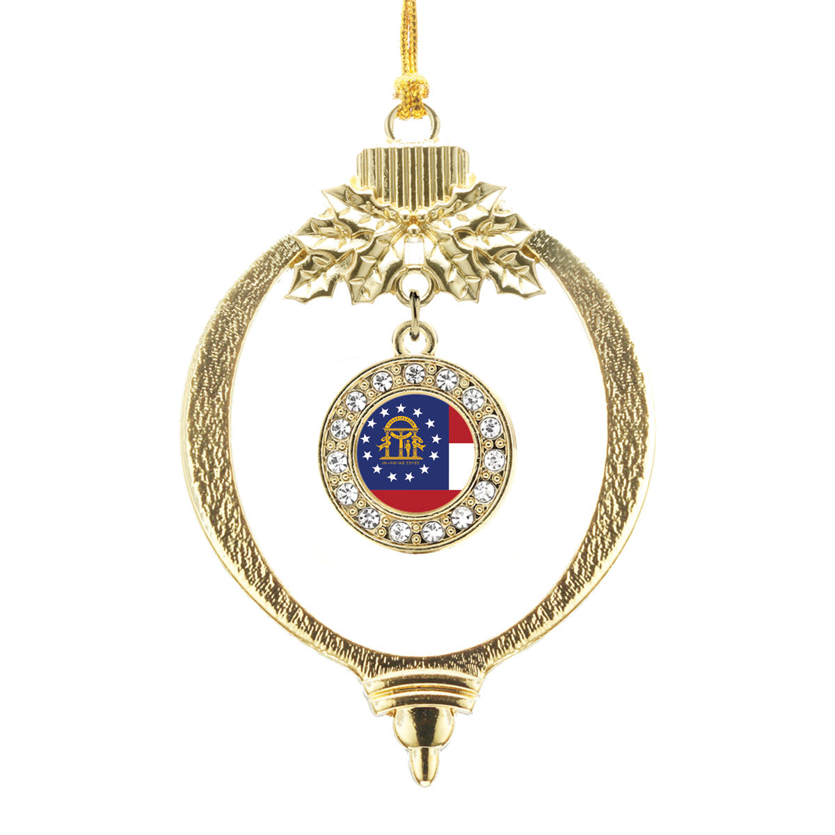 Gold Georgia Flag Circle Charm Holiday Ornament
