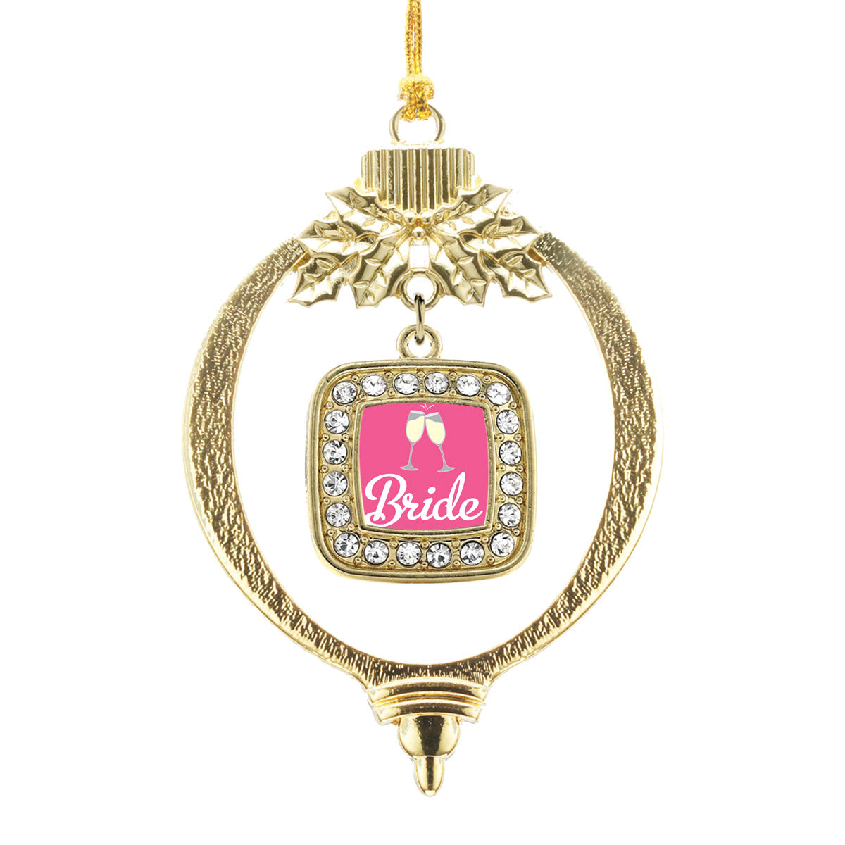 Gold Bride To Be Square Charm Holiday Ornament