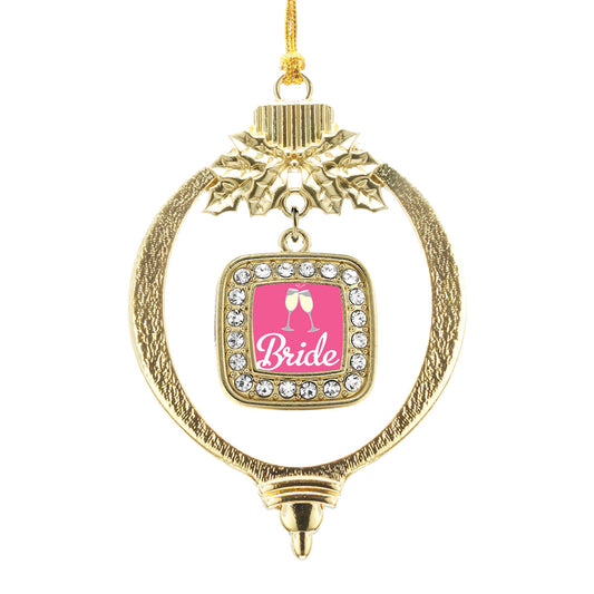 Gold Bride To Be Square Charm Holiday Ornament