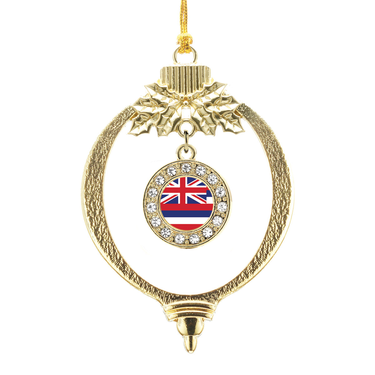 Gold Hawaii Flag Circle Charm Holiday Ornament