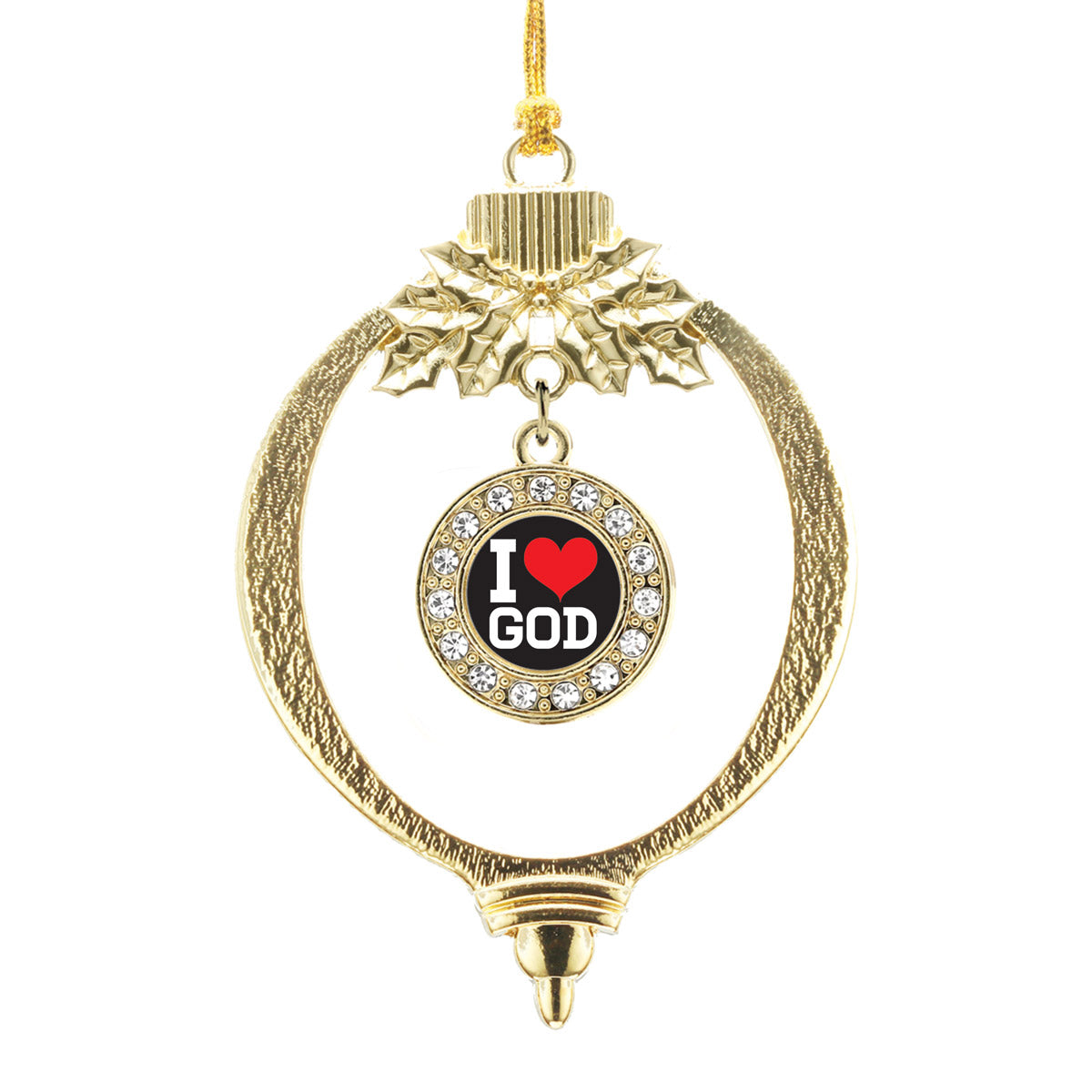 Gold I Love God Circle Charm Holiday Ornament