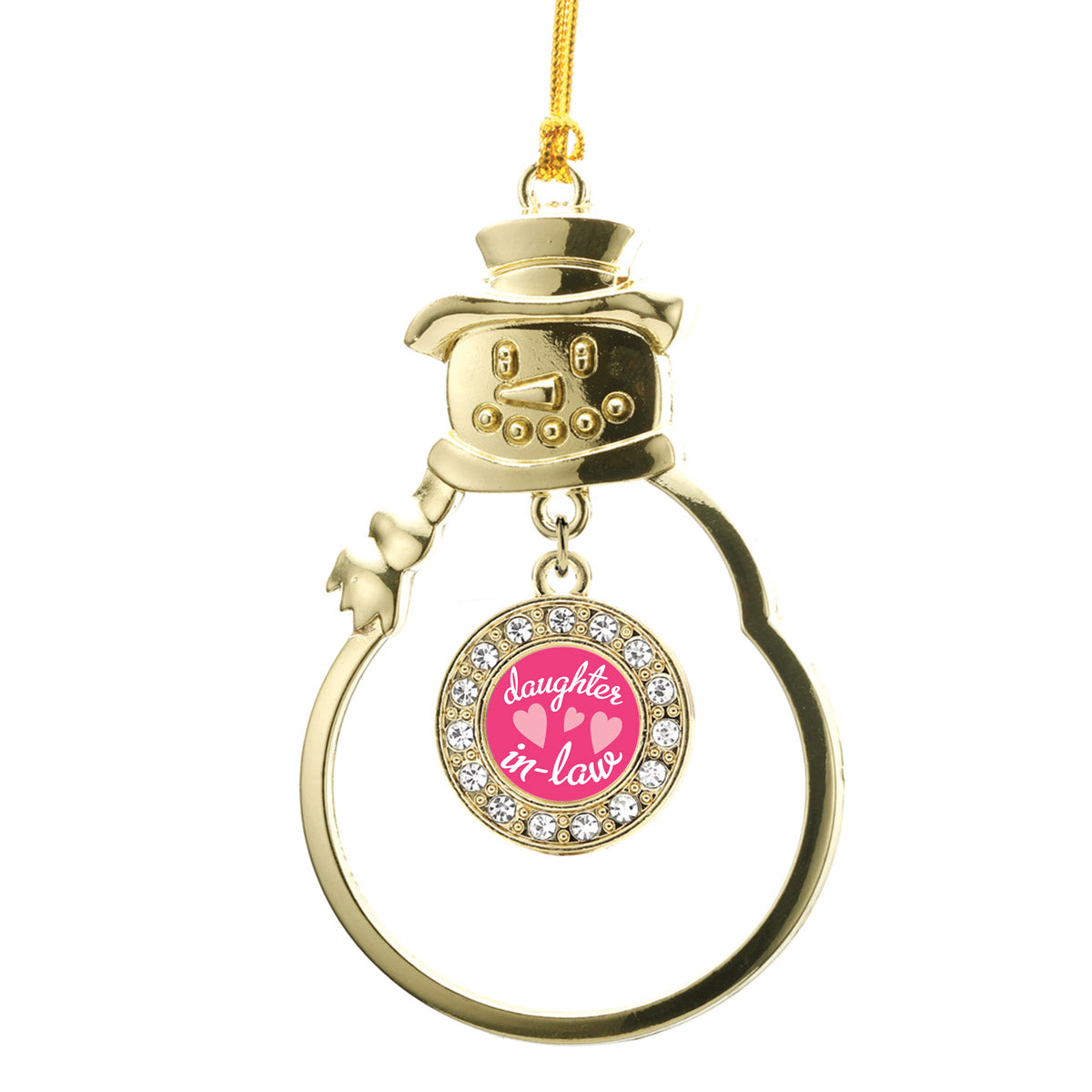 Gold I Love My Daughter In Law Circle Charm Snowman Ornament