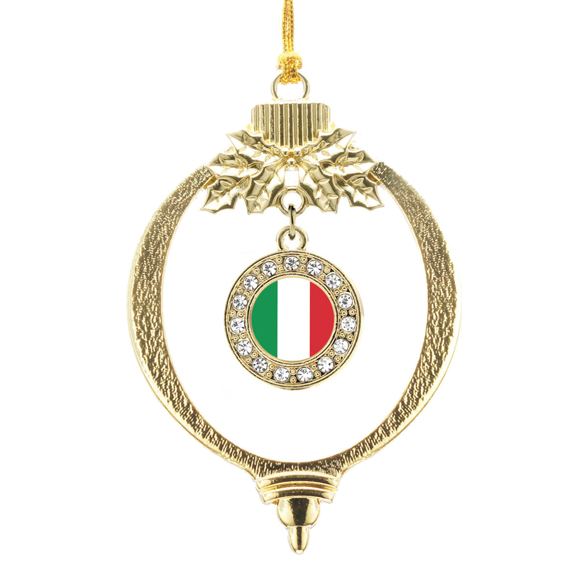 Gold Italian Flag Circle Charm Holiday Ornament