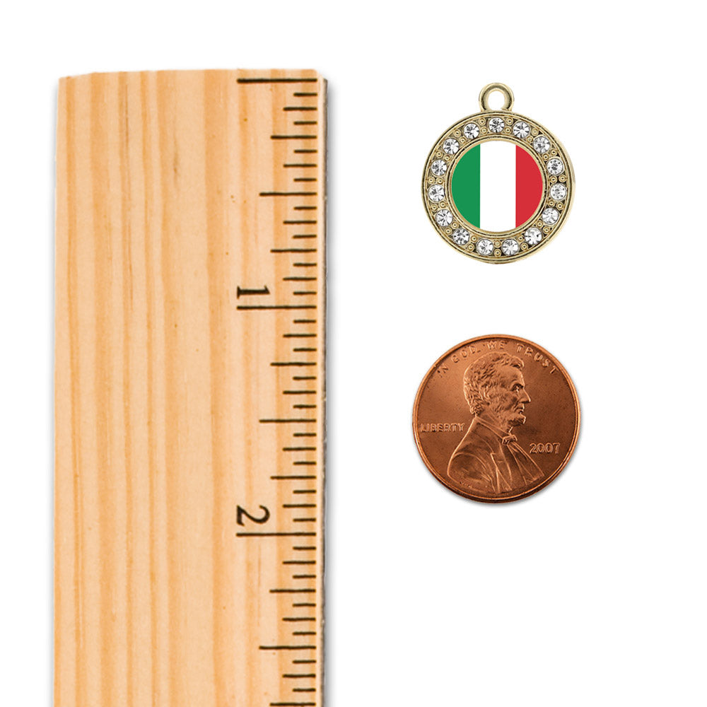 Gold Italian Flag Circle Charm Holiday Ornament