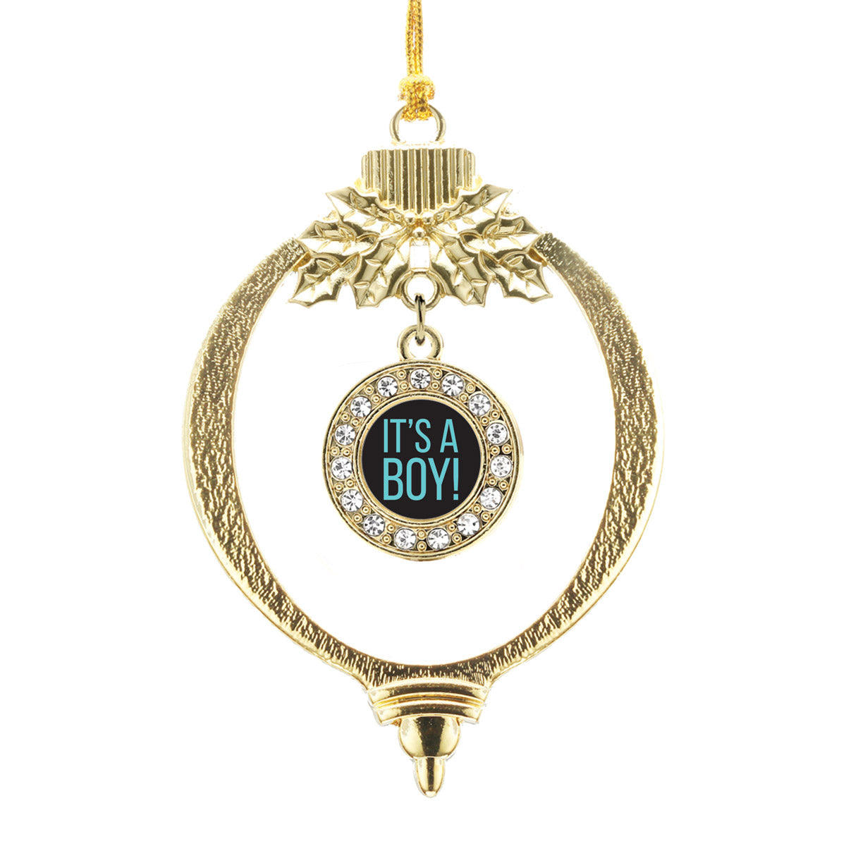 Gold It's A Boy Circle Charm Holiday Ornament