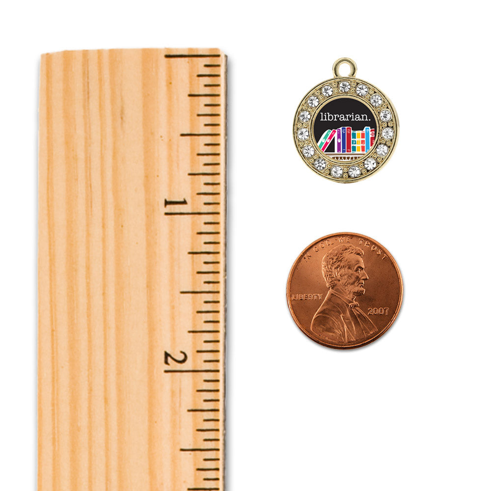 Gold Librarian Circle Charm Snowman Ornament