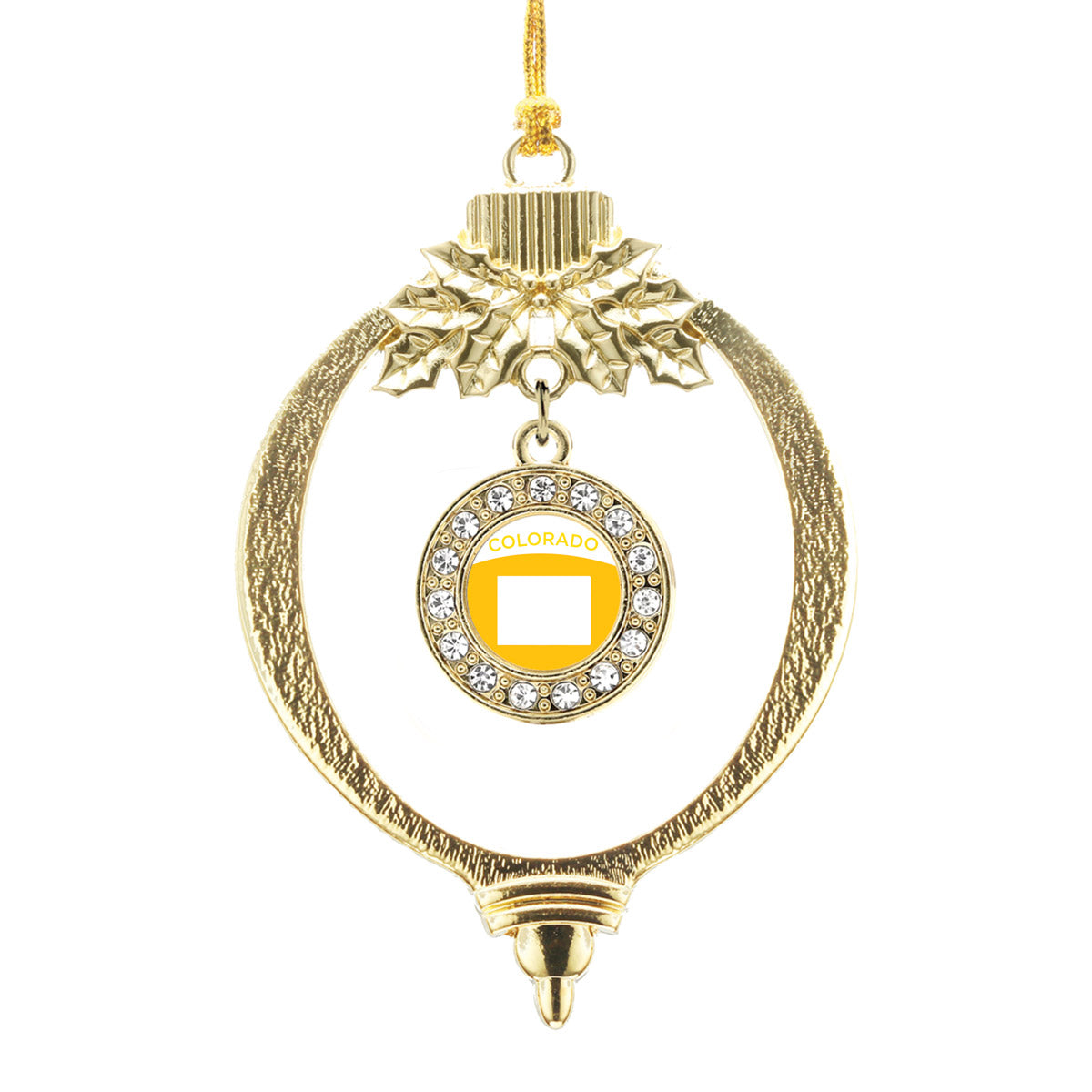Gold Colorado Outline Circle Charm Holiday Ornament