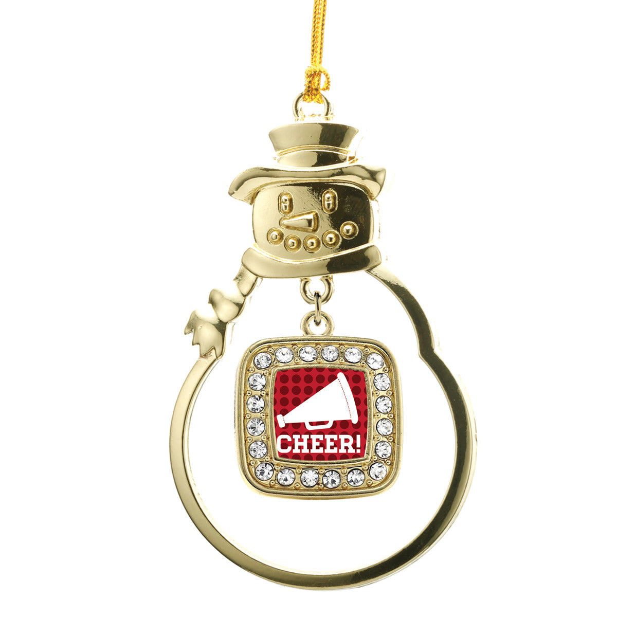 Gold Cheer Square Charm Snowman Ornament
