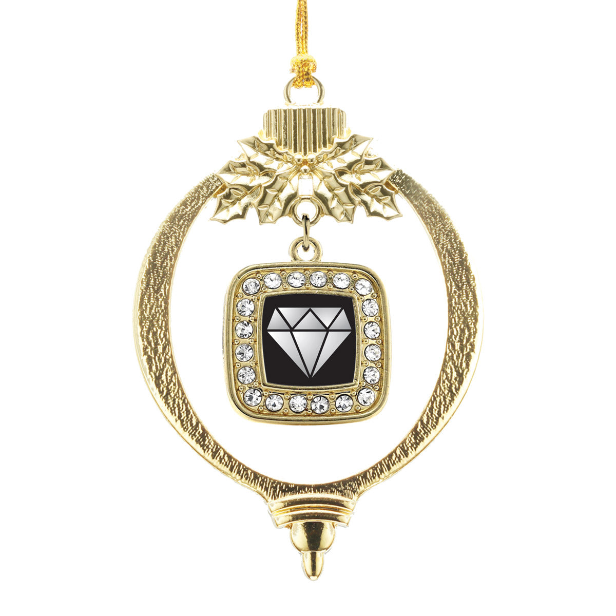 Gold Diamond Square Charm Holiday Ornament