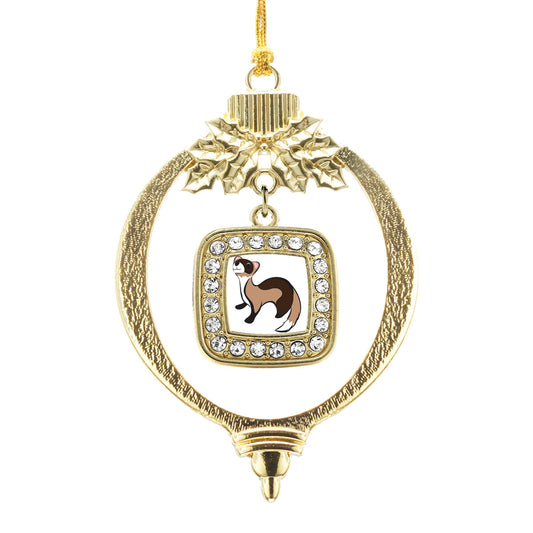 Gold Ferret Square Charm Holiday Ornament