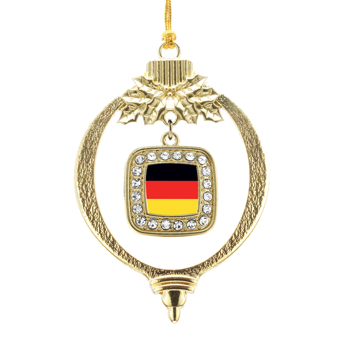 Gold Germany Flag Square Charm Holiday Ornament