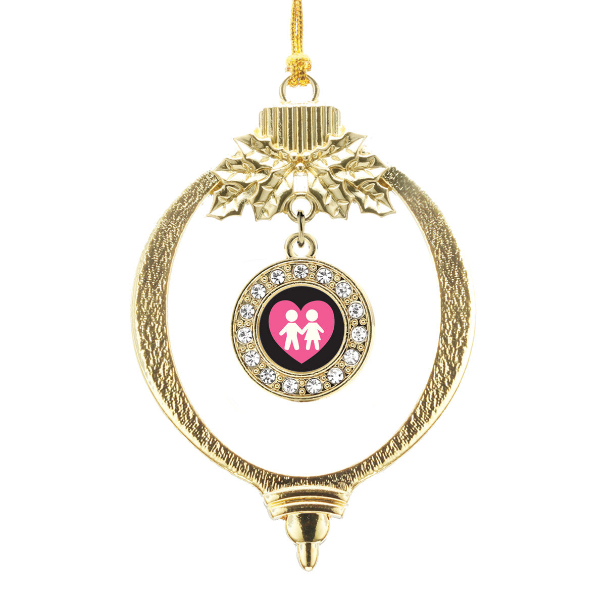 Gold Love My Kids Circle Charm Holiday Ornament