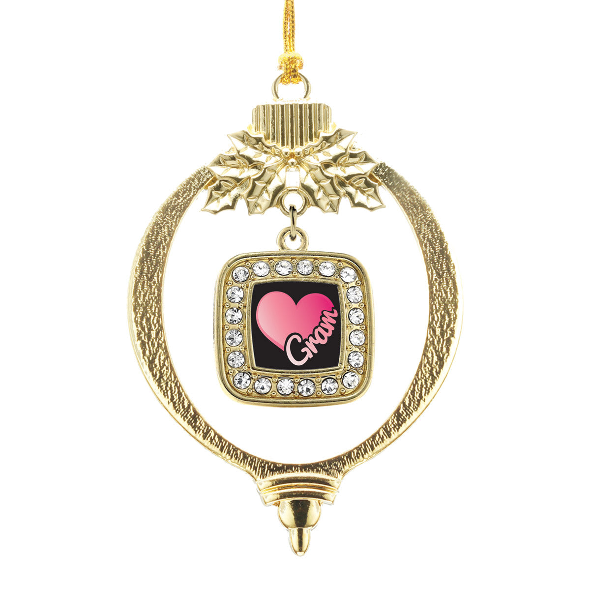Gold Gram Square Charm Holiday Ornament