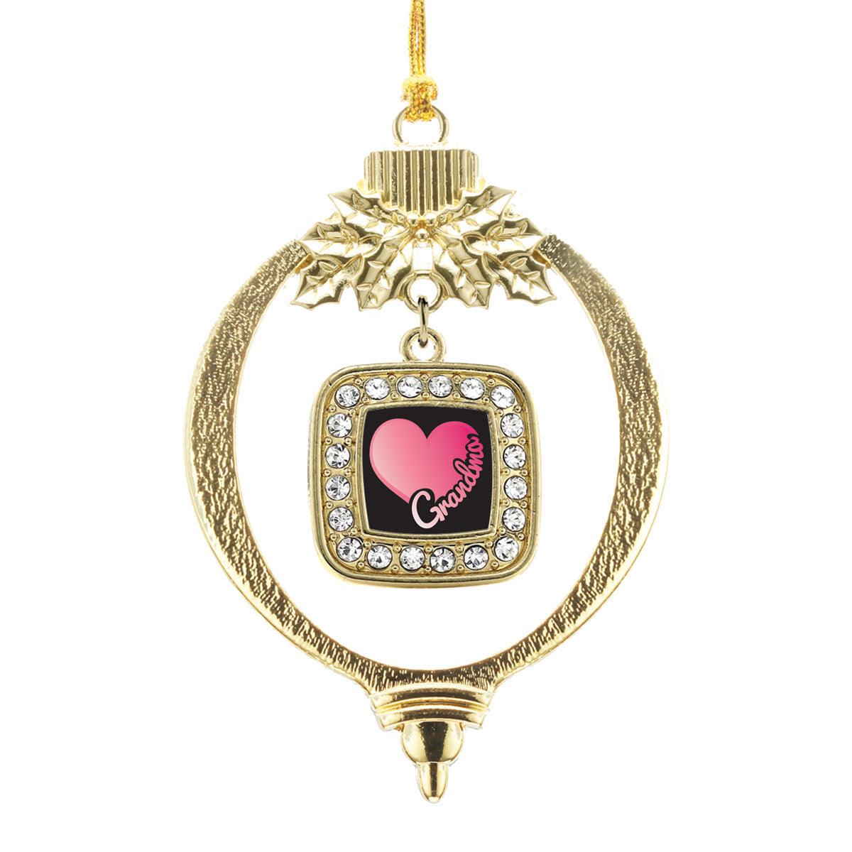Gold Grandma Square Charm Holiday Ornament