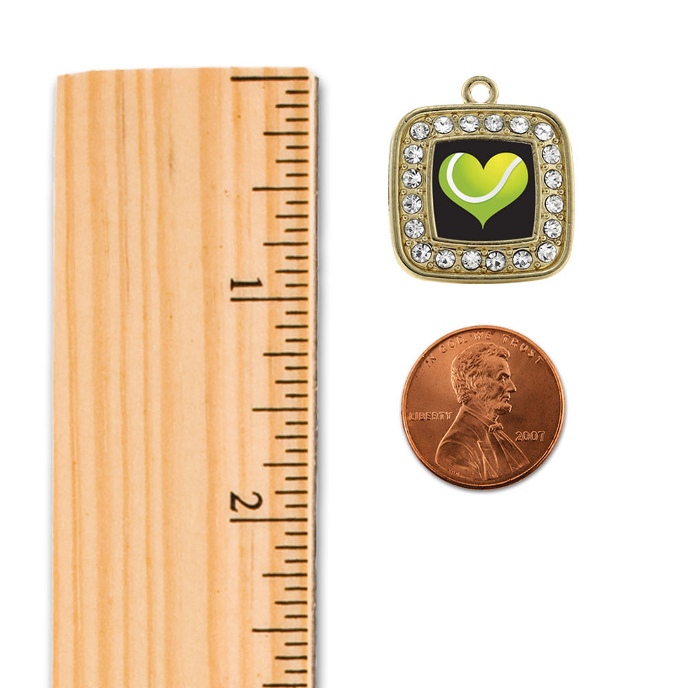 Gold Heart Of A Tennis Player Square Charm Snowman Ornament