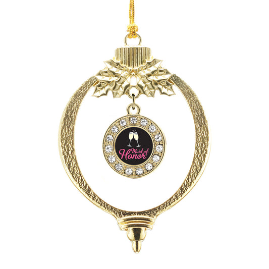 Gold Maid Of Honor Circle Charm Holiday Ornament