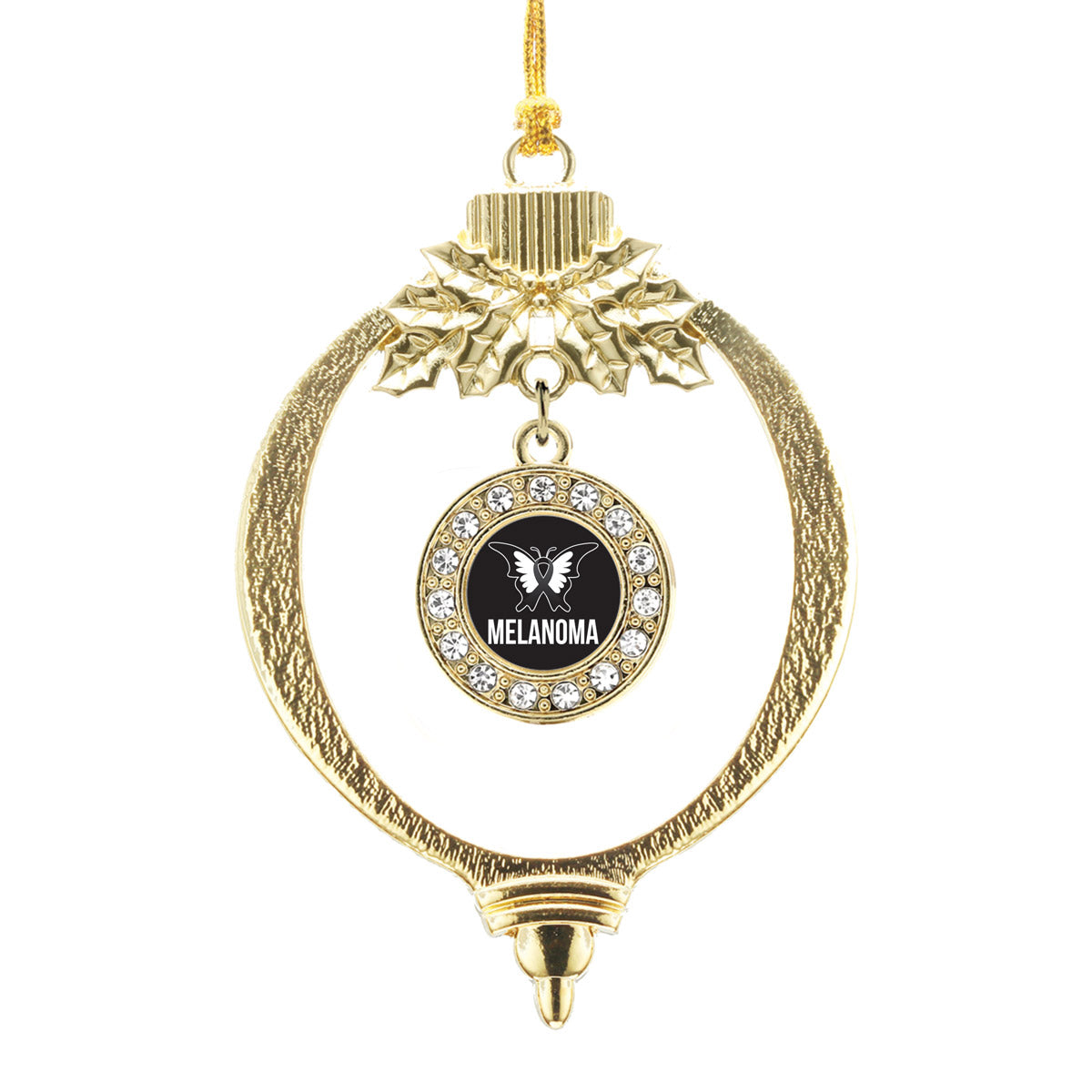 Gold Melanoma Circle Charm Holiday Ornament
