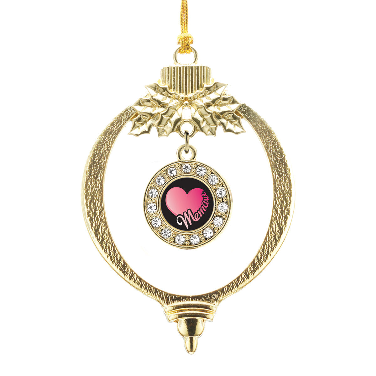 Gold MeMaw Circle Charm Holiday Ornament