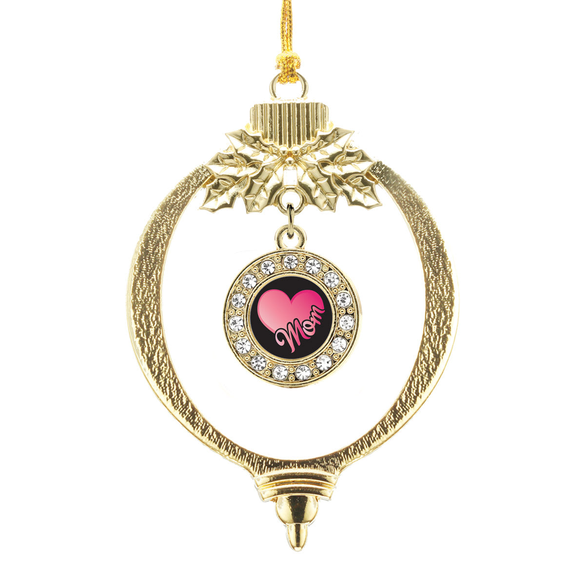 Gold Mom Circle Charm Holiday Ornament
